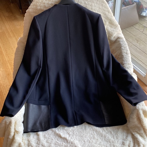 O’2nd Stunning Dark Blue Leather Like Combination Jacket New With Tags - Picture 4 of 14